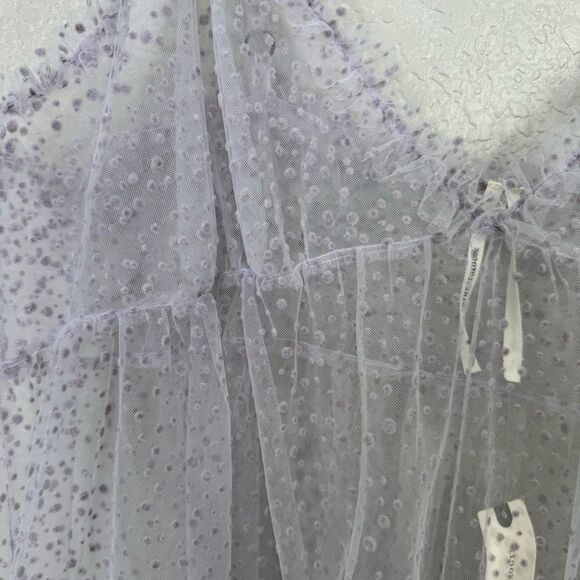 NEW By Anthropologie Sheer Dot Slip Tulle Dress Raindrop Purple Size Large - Picture 7 of 9